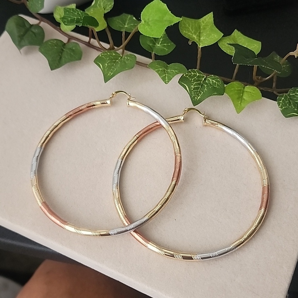 Tricolor Gold Filled Hoop Earrings